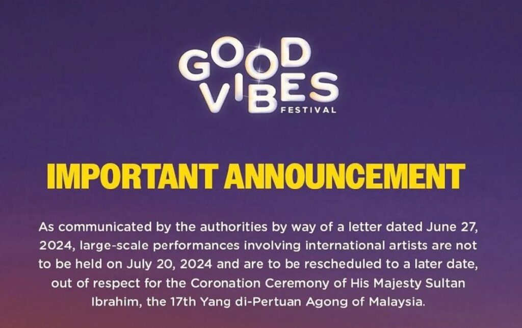 Good Vibes Festival cancelled to respect Malaysia’s Yang di-Pertuan Agong’s coronation, news, celeb, concert, good vibes festival, j balvin, music, tiger jk, theHive.Asia