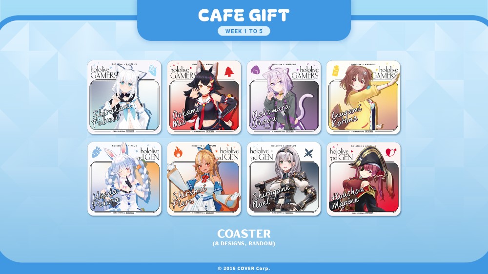 ANIPLUS Cafe announces brand new hololive collaboration, anime, anime cafe, aniplus cafe, cafe, hololive, Houshou Marine, Inugami Korone, Nekomata Okayu, Ookami Mio, Shirakami Fubuki, Shiranui Flare, Shirogane Noel, Usada Pekora, theHive.Asia